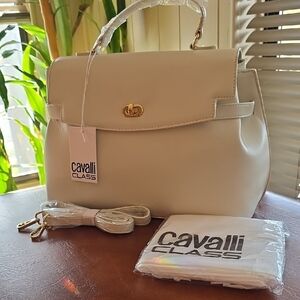 Cavalli Class Elegant Cream Satchel